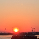 Sonnenuntergang über dem Yachthafen Burgtiefe - vom Wohnzimmer des "Ostseenest Fehmarn" aus gesehen